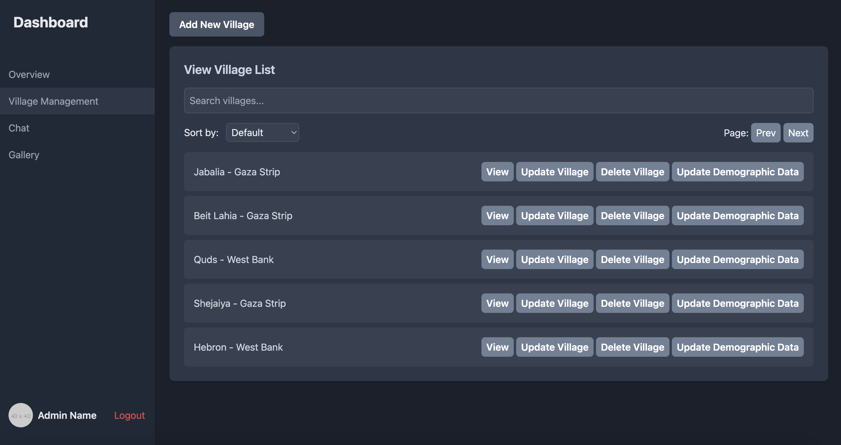 Village Management System Screenshot